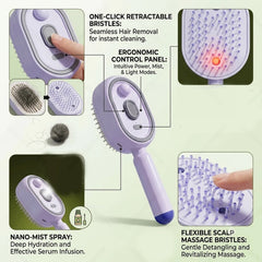 Electric Spray Hair Brush 2-In-1 Misting Hair Brush with Water Spray Reduce Frizz Anti-Static Retractable Steam Massage Comb