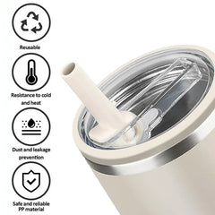 40oz Flip Straw Leak Proof Lid for 2.0 Tumbler Lid Replacement for Stanley Cup Accessories Straw Cover Cleaning Brush with Straw