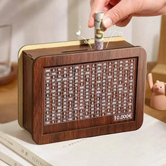 1000/2000/3000/5000/10000 Euro Money Box Wooden Piggy Bank Reusable Money Vault Savings Box Challenge Cash Storage Case Children