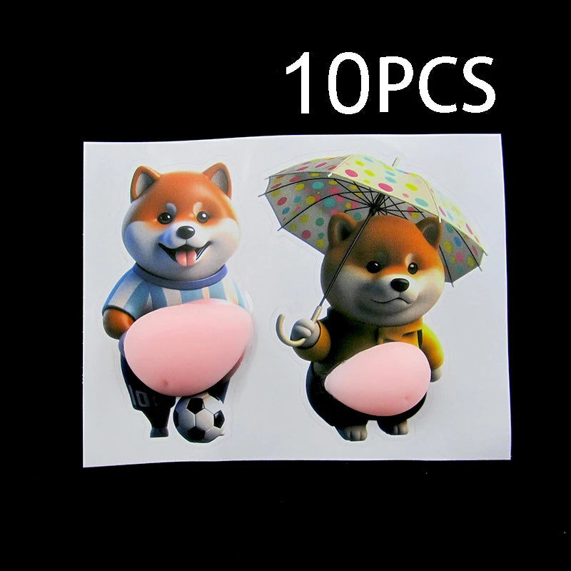3D Shiba Inu Stickers – Cute Orange Apparel Shiba Inu Stickers, 3D Cute Chubby Shiba Inu (Design), Silicone Self-Adhesive