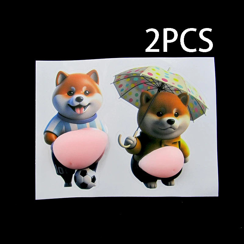 3D Shiba Inu Stickers – Cute Orange Apparel Shiba Inu Stickers, 3D Cute Chubby Shiba Inu (Design), Silicone Self-Adhesive