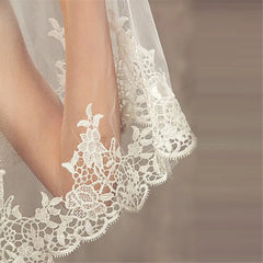 Long Luxury Wedding Veil Without Comb Lace Edge White Ivory Bridal Voile Marriage Cathedral Length Wedding Accessories New