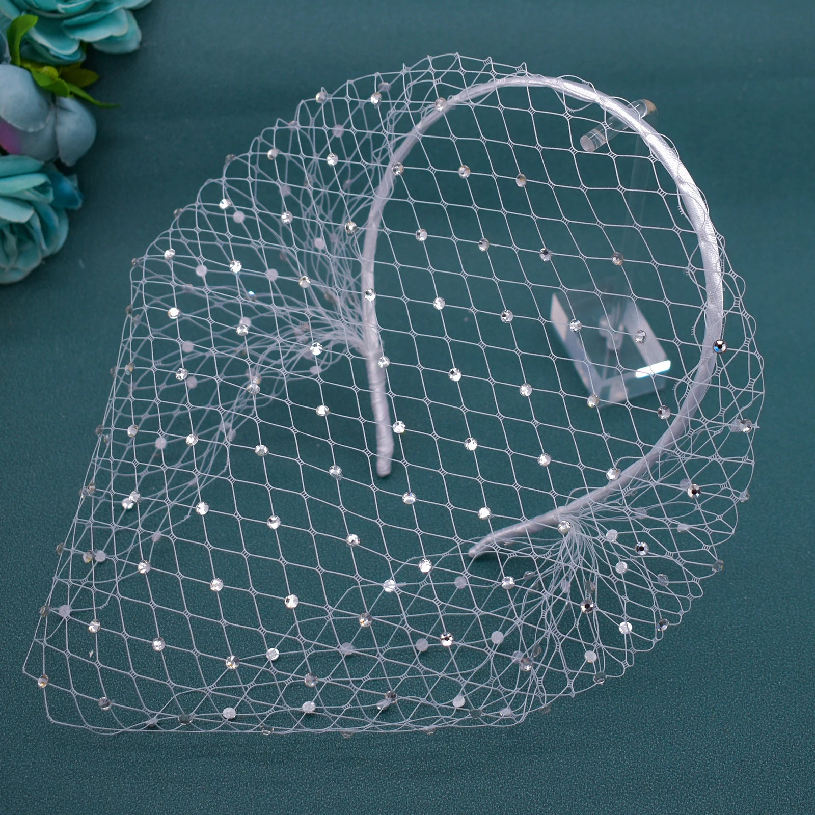 JM20 Pears Beads Bridal Birdcage Veil Accesorios para Boda Velo Novia Charming Wedding Birdcage Veil Party Headband Veil