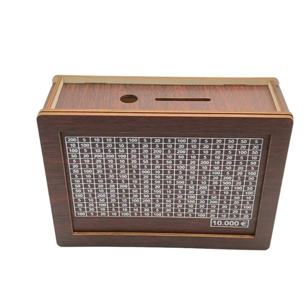 1000/2000/3000/5000/10000 Euro Money Box Wooden Piggy Bank Reusable Money Vault Savings Box Challenge Cash Storage Case Children
