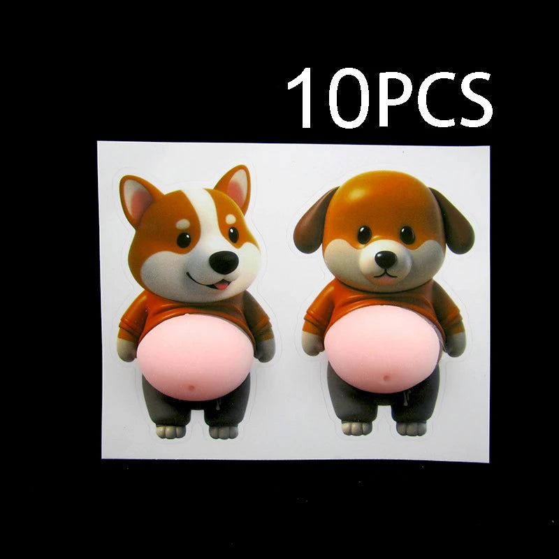3D Shiba Inu Stickers – Cute Orange Apparel Shiba Inu Stickers, 3D Cute Chubby Shiba Inu (Design), Silicone Self-Adhesive