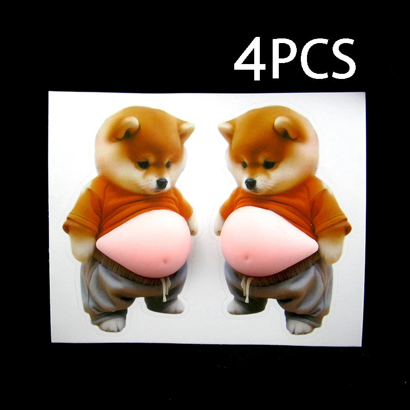 3D Shiba Inu Stickers – Cute Orange Apparel Shiba Inu Stickers, 3D Cute Chubby Shiba Inu (Design), Silicone Self-Adhesive