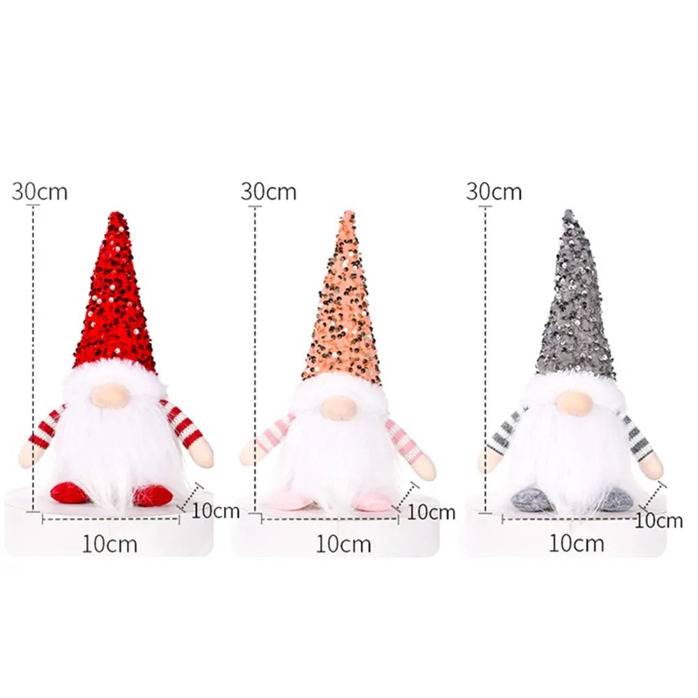 LED Christmas Gnome Plush Santa Claus Doll Decoration Faceless Gonk Dwarf Ornament Merry Christmas Toy Xmas New Year Home Decor