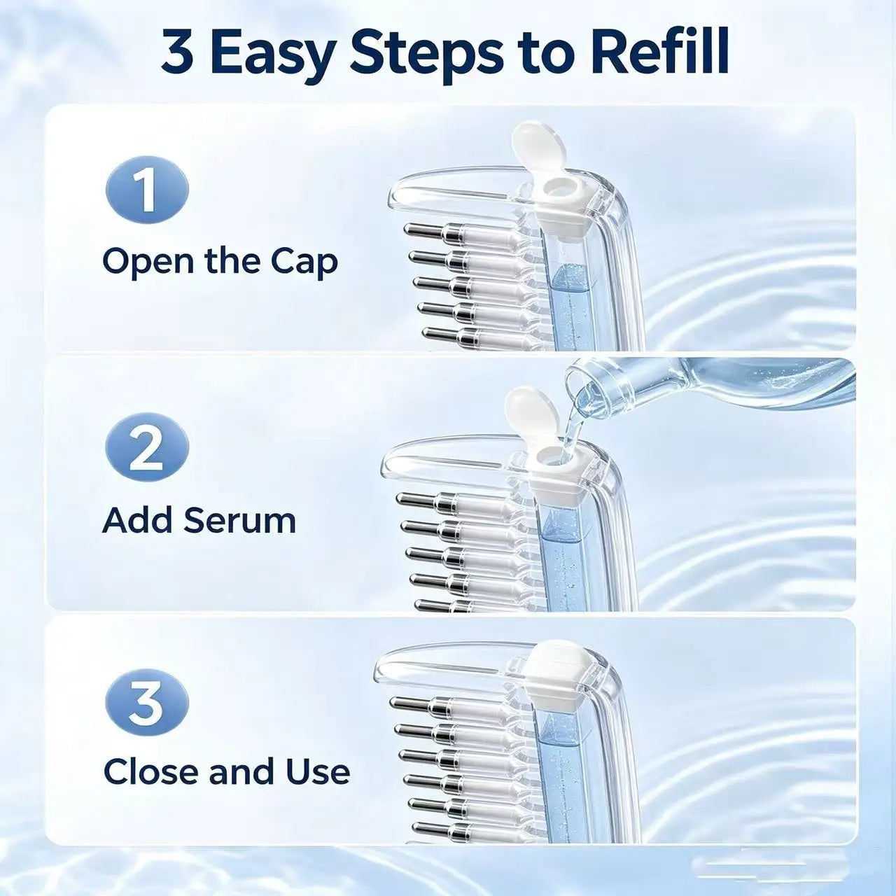 Hair Oil Applicator Scalp Massage Liquid Comb Built-In Liquid Reservoir Rolling Metal Teeth for Hair Growth Home Hair Care Tool