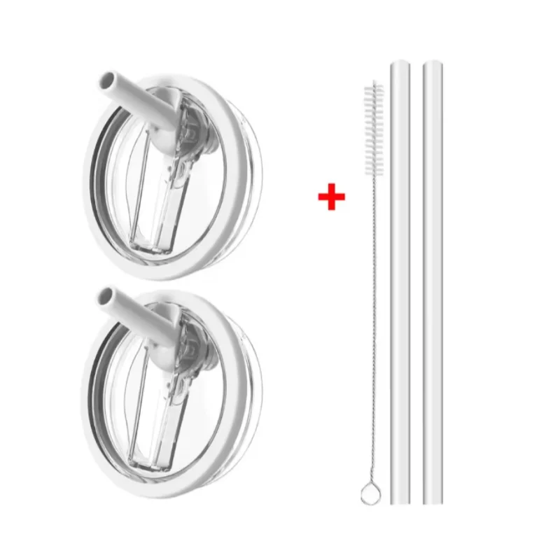 40oz Flip Straw Leak Proof Lid for 2.0 Tumbler Lid Replacement for Stanley Cup Accessories Straw Cover Cleaning Brush with Straw