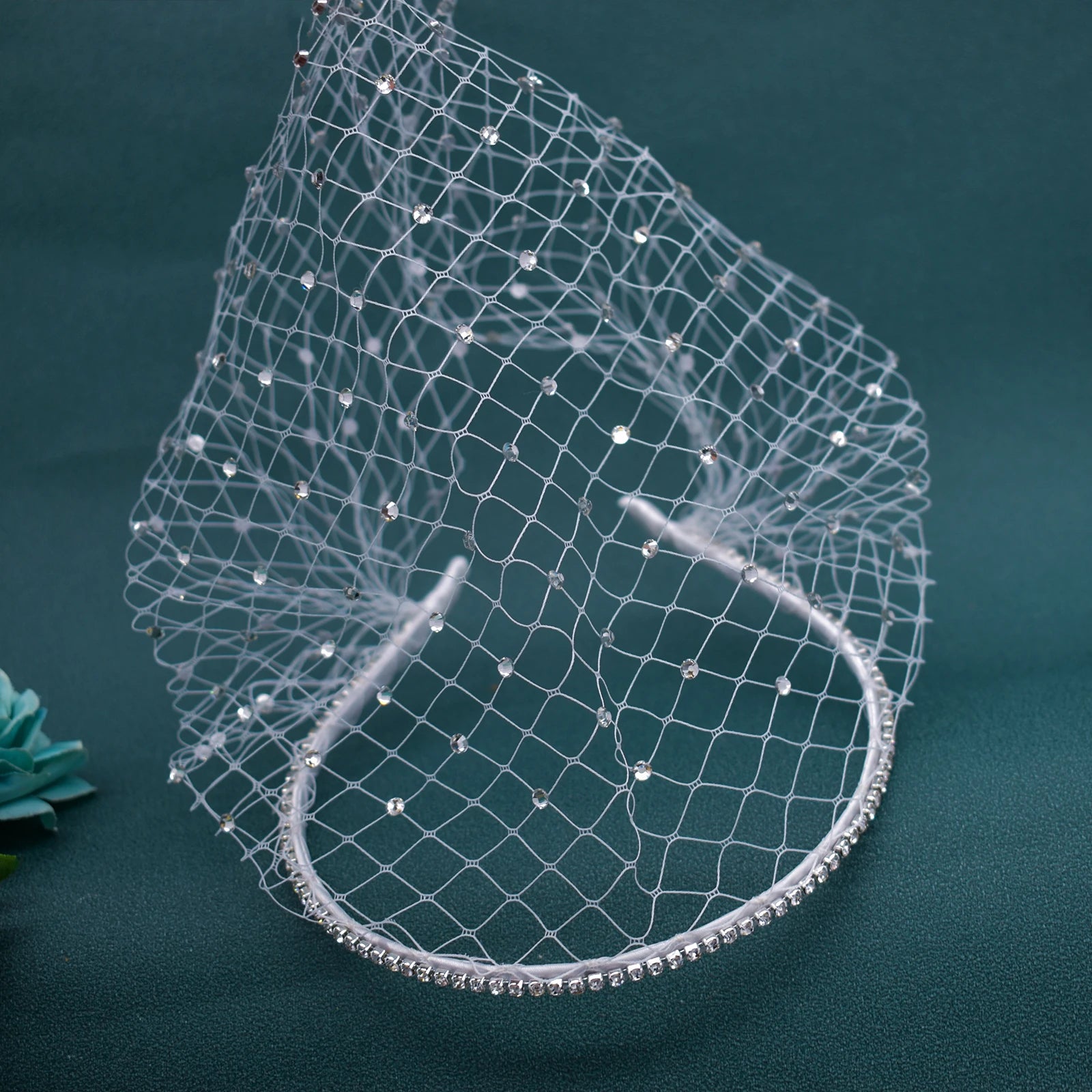JM20 Pears Beads Bridal Birdcage Veil Accesorios para Boda Velo Novia Charming Wedding Birdcage Veil Party Headband Veil