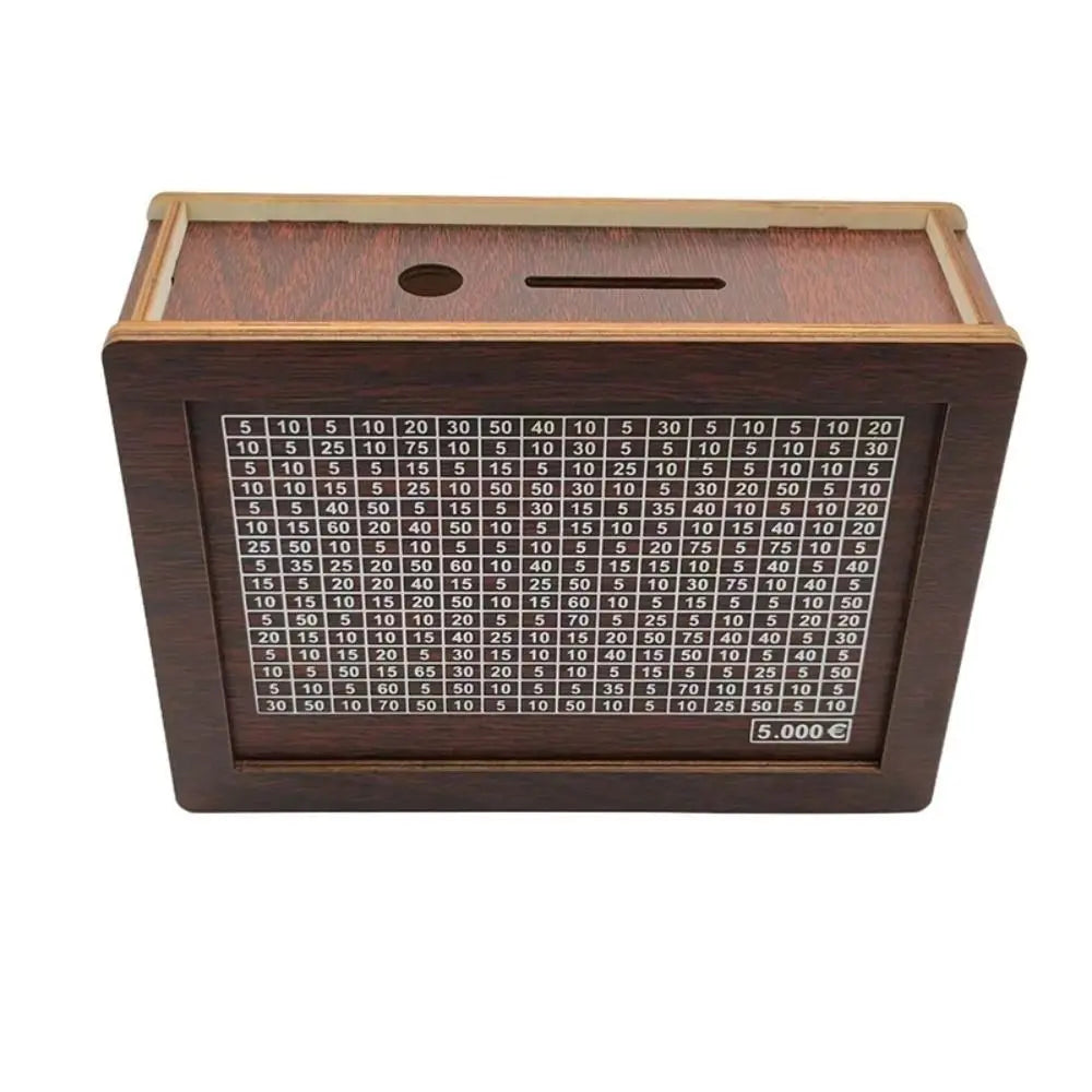 1000/2000/3000/5000/10000 Euro Money Box Wooden Piggy Bank Reusable Money Vault Savings Box Challenge Cash Storage Case Children