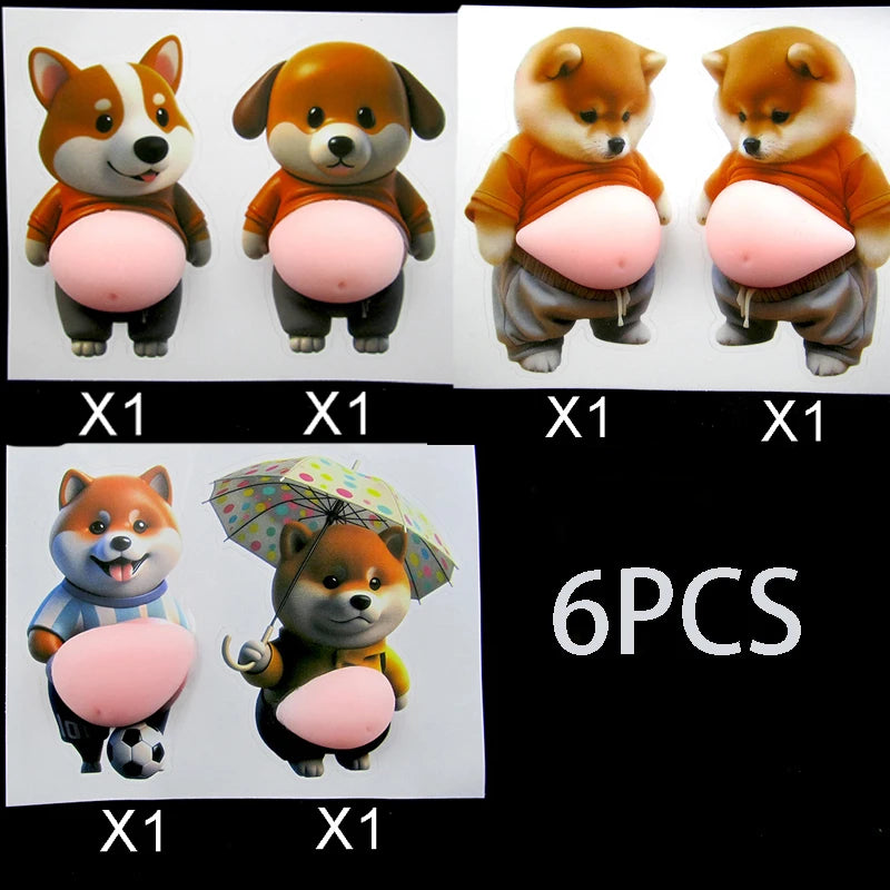 3D Shiba Inu Stickers – Cute Orange Apparel Shiba Inu Stickers, 3D Cute Chubby Shiba Inu (Design), Silicone Self-Adhesive