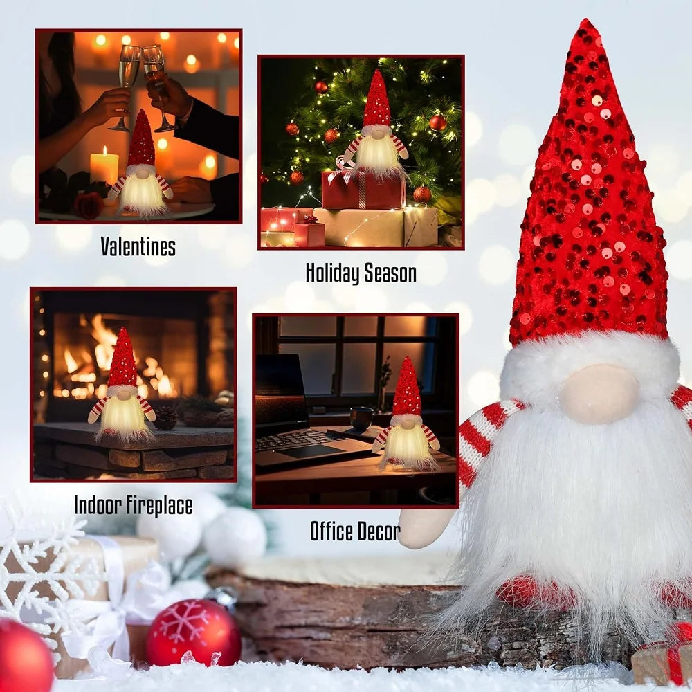 LED Christmas Gnome Plush Santa Claus Doll Decoration Faceless Gonk Dwarf Ornament Merry Christmas Toy Xmas New Year Home Decor