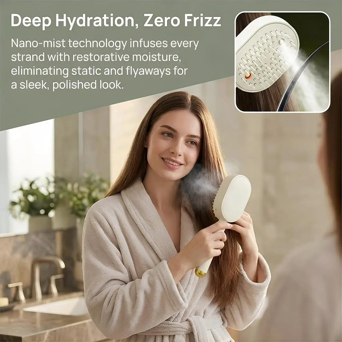 Electric steam comb with spray massage function, 2026. Reduces frizz and prevents static electricity