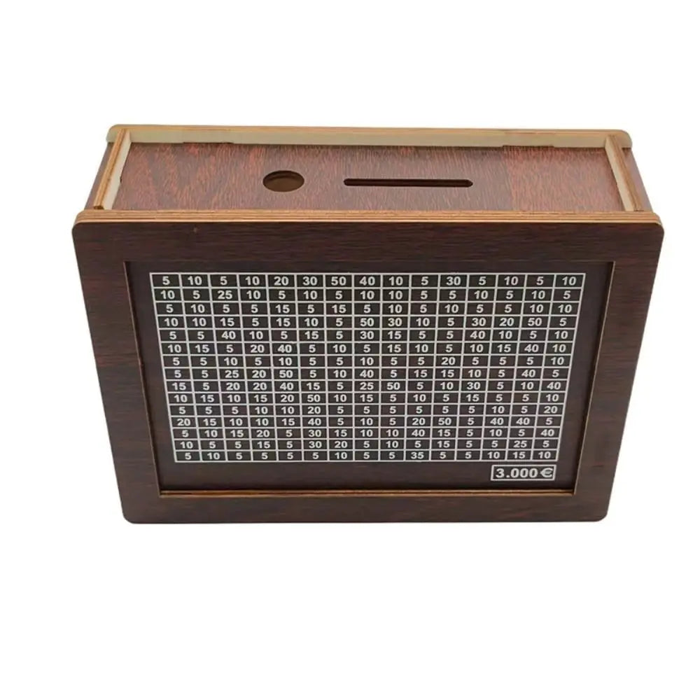 1000/2000/3000/5000/10000 Euro Money Box Wooden Piggy Bank Reusable Money Vault Savings Box Challenge Cash Storage Case Children