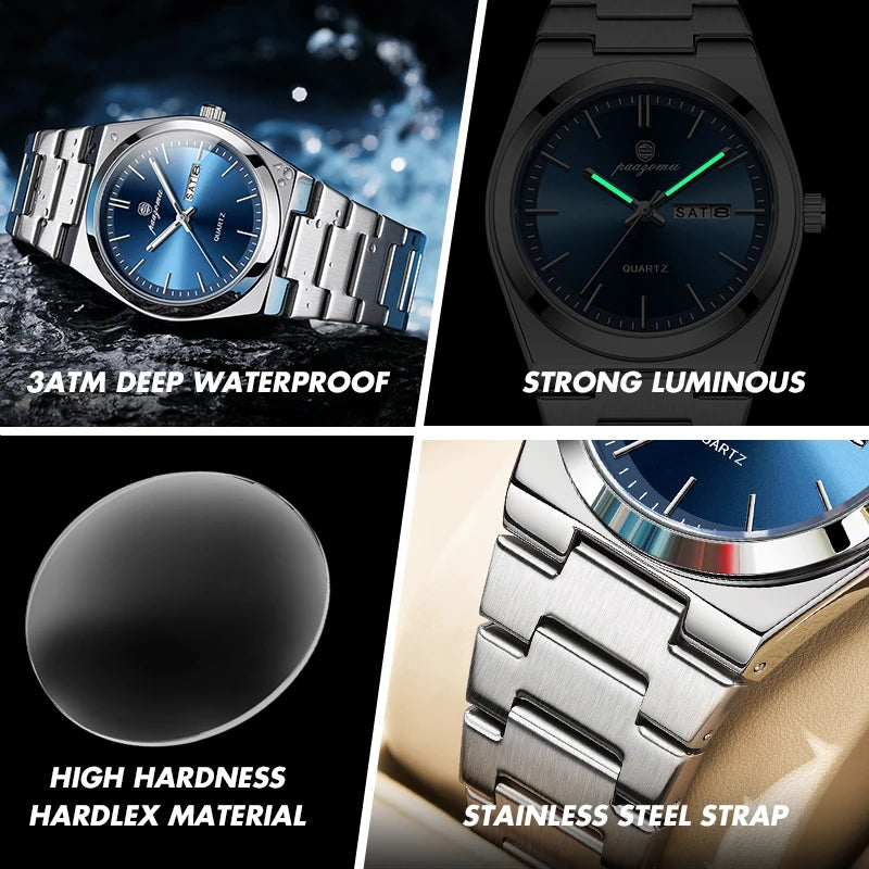 PAAZOMU Brand Luxury Men's Watch High Quality Students Watches Men Boys Fashion Stainless Steel Date Quartz Watch Reloj Hombre