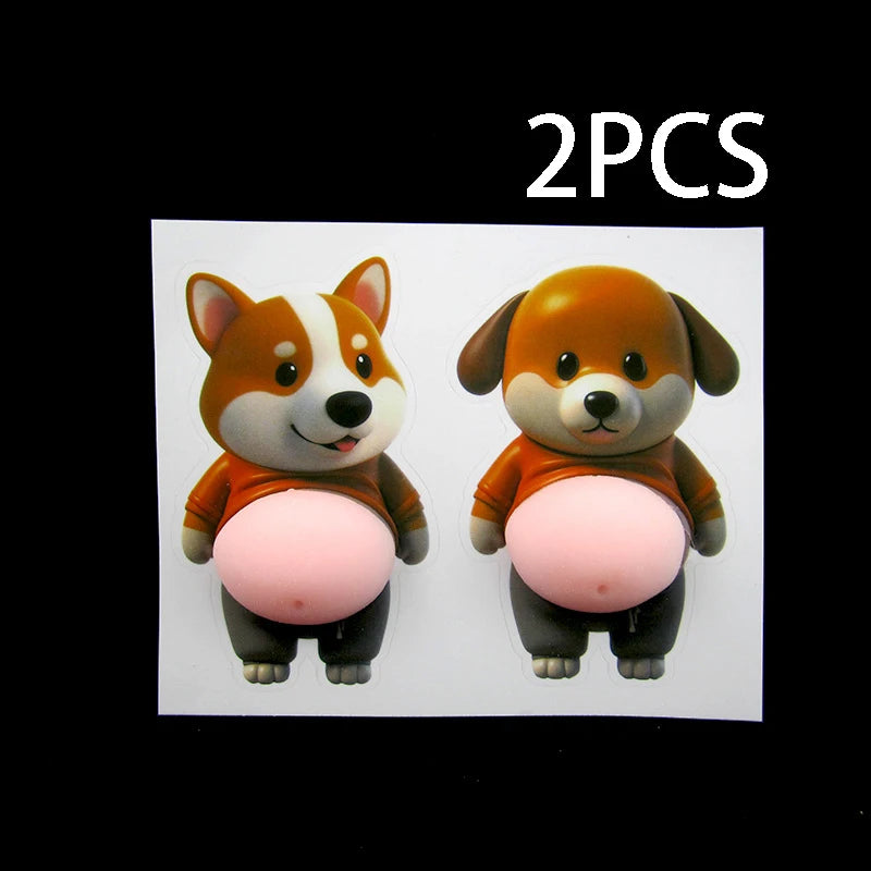 3D Shiba Inu Stickers – Cute Orange Apparel Shiba Inu Stickers, 3D Cute Chubby Shiba Inu (Design), Silicone Self-Adhesive
