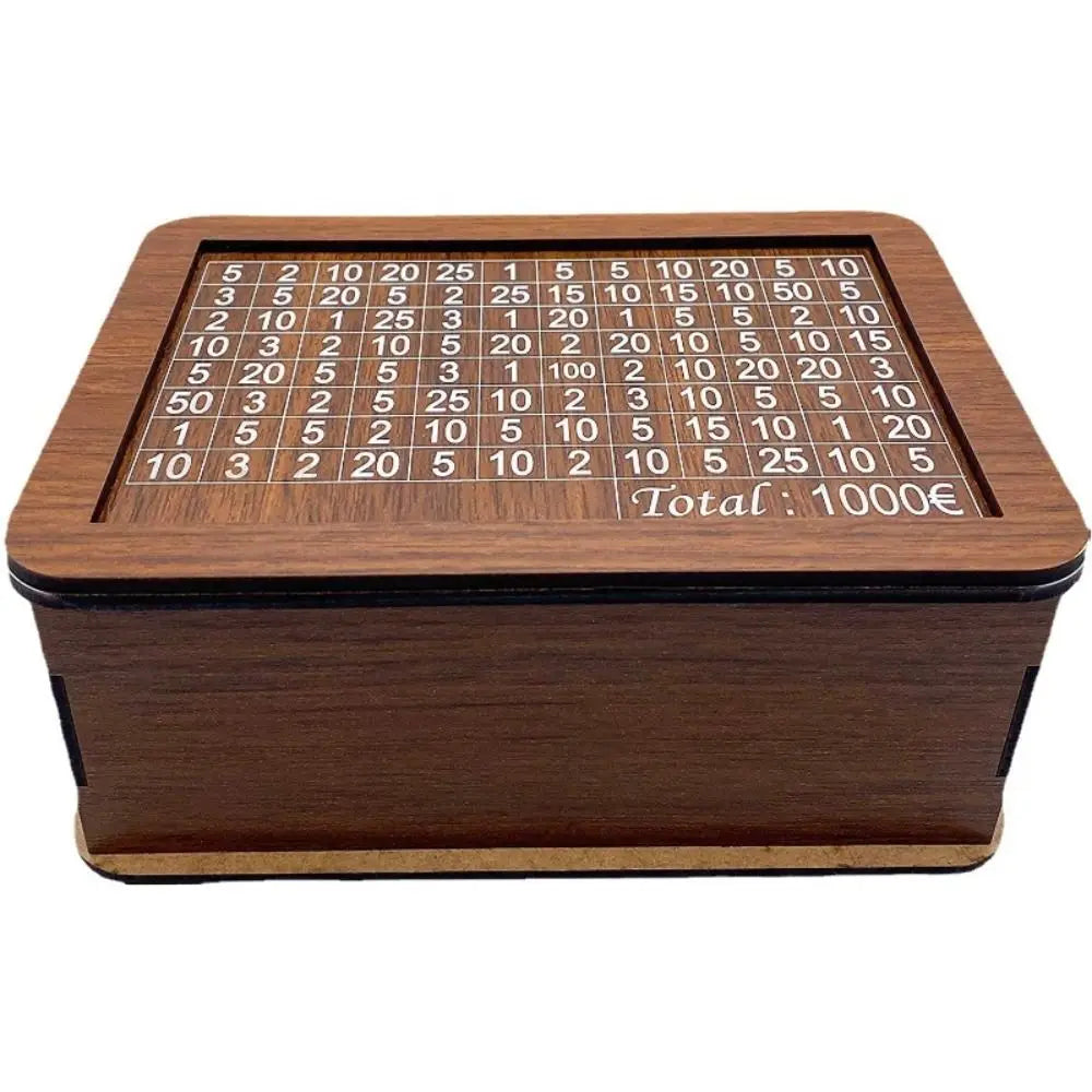 1000/2000/3000/5000/10000 Euro Money Box Wooden Piggy Bank Reusable Money Vault Savings Box Challenge Cash Storage Case Children