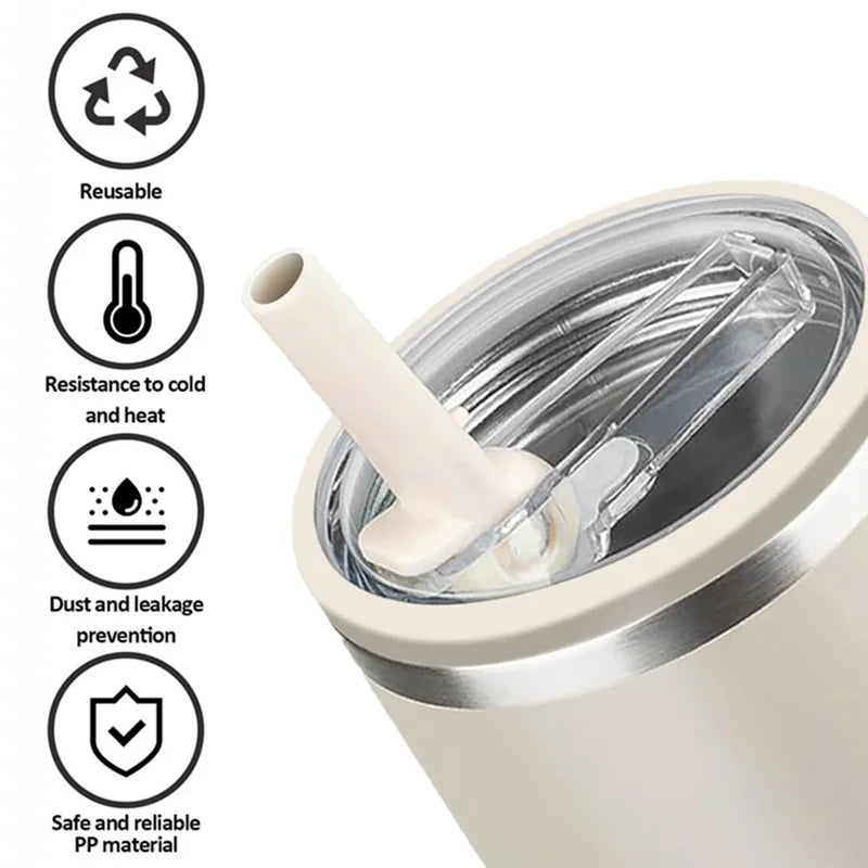 40oz Flip Straw Leak Proof Lid for 2.0 Tumbler Lid Replacement for Stanley Cup Accessories Straw Cover Cleaning Brush with Straw