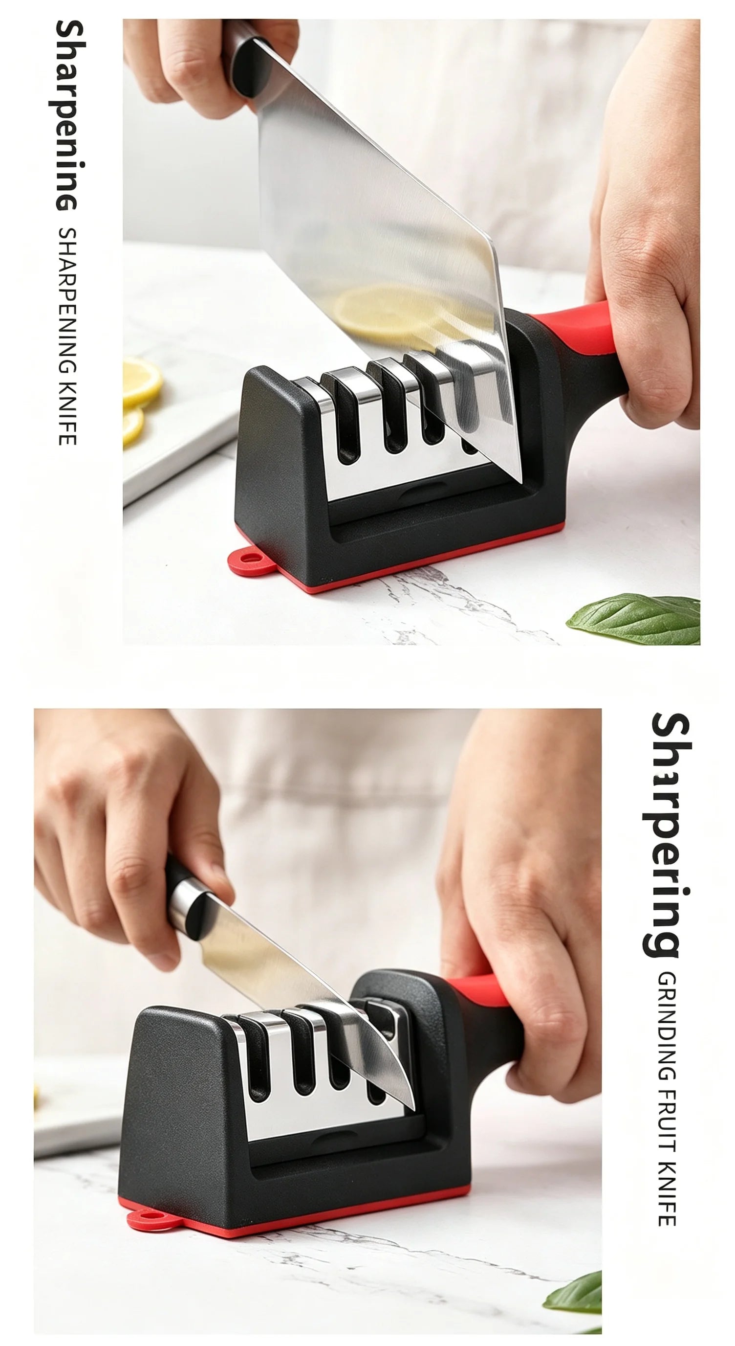 Kitchen 3/4-Segment Knife with Gift Sharpener Household Multi-Functional Hand-Held 3/4-Purpose Black Sharpening Stone