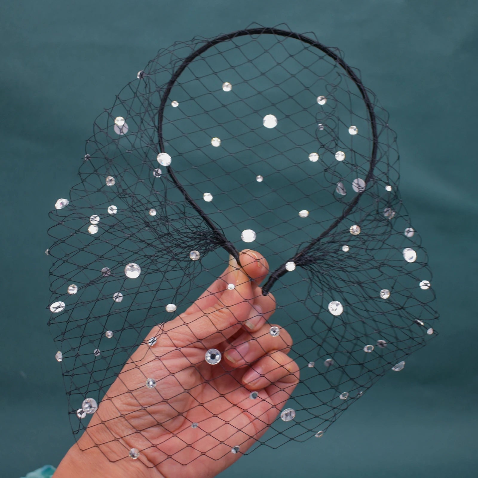 JM20 Pears Beads Bridal Birdcage Veil Accesorios para Boda Velo Novia Charming Wedding Birdcage Veil Party Headband Veil