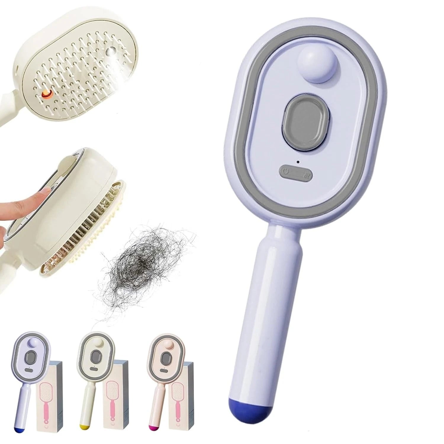 Electric steam comb with spray massage function, 2026. Reduces frizz and prevents static electricity