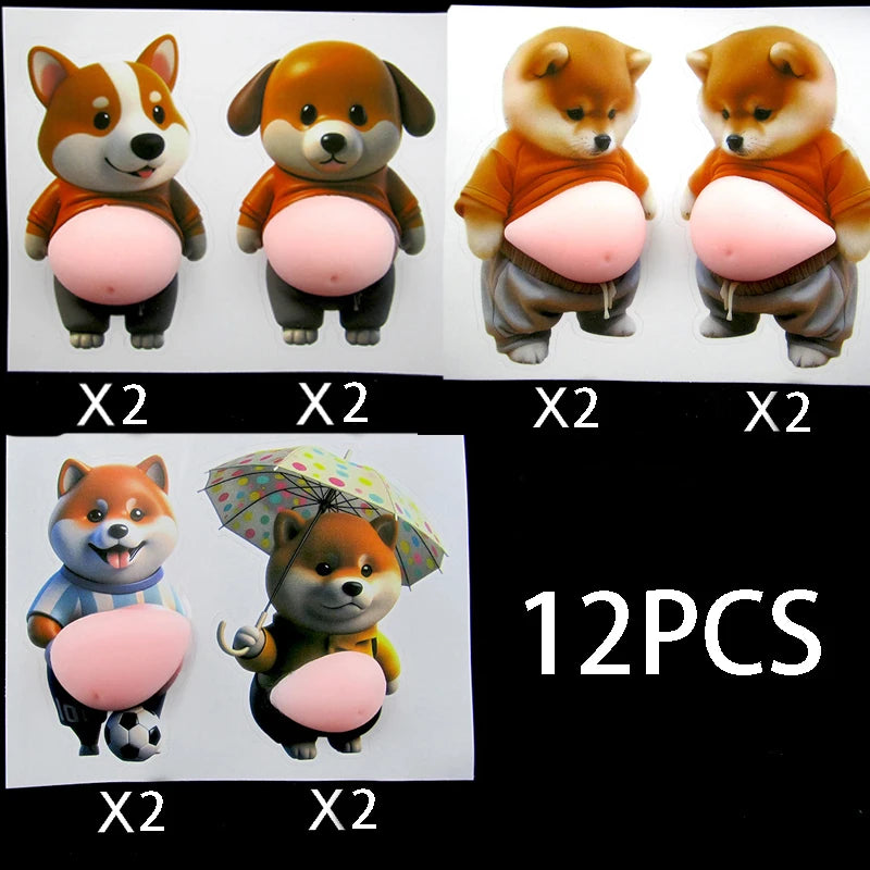 3D Shiba Inu Stickers – Cute Orange Apparel Shiba Inu Stickers, 3D Cute Chubby Shiba Inu (Design), Silicone Self-Adhesive