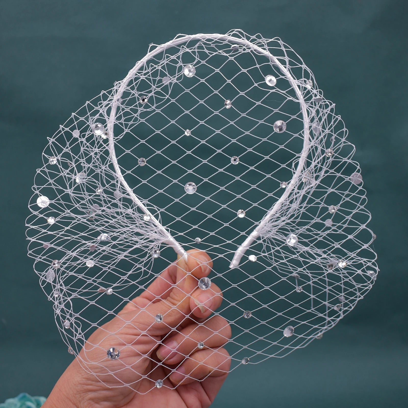 JM20 Pears Beads Bridal Birdcage Veil Accesorios para Boda Velo Novia Charming Wedding Birdcage Veil Party Headband Veil