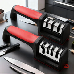 Kitchen 3/4-Segment Knife with Gift Sharpener Household Multi-Functional Hand-Held 3/4-Purpose Black Sharpening Stone