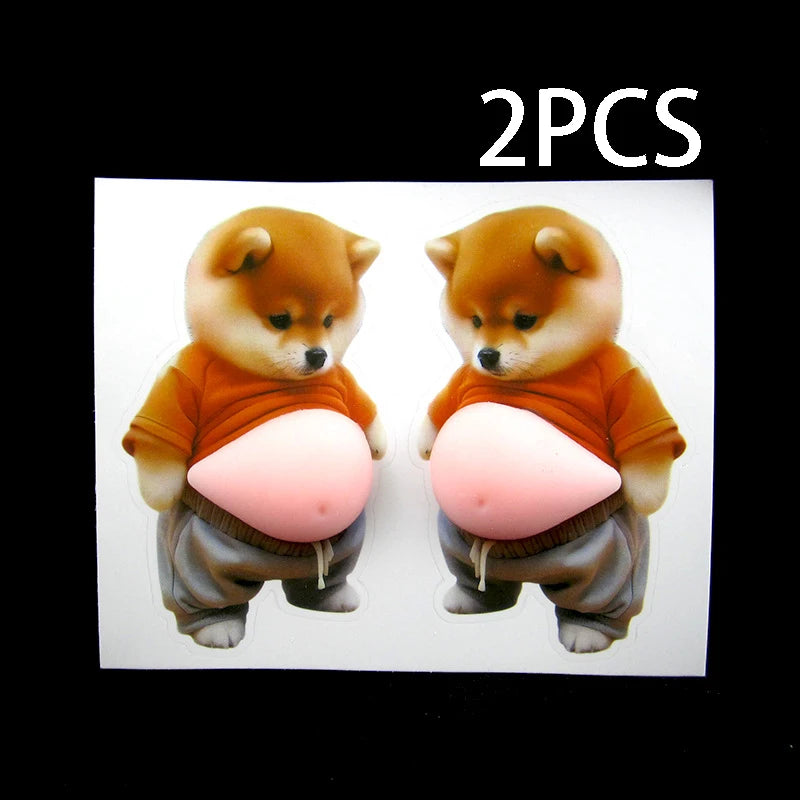 3D Shiba Inu Stickers – Cute Orange Apparel Shiba Inu Stickers, 3D Cute Chubby Shiba Inu (Design), Silicone Self-Adhesive