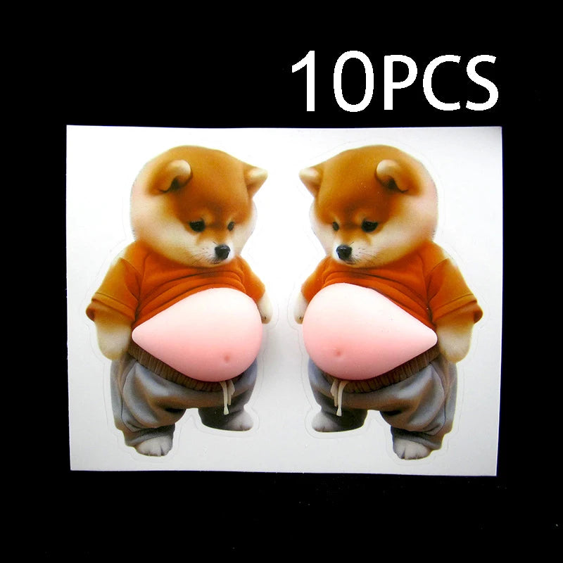 3D Shiba Inu Stickers – Cute Orange Apparel Shiba Inu Stickers, 3D Cute Chubby Shiba Inu (Design), Silicone Self-Adhesive