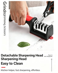 Kitchen 3/4-Segment Knife with Gift Sharpener Household Multi-Functional Hand-Held 3/4-Purpose Black Sharpening Stone