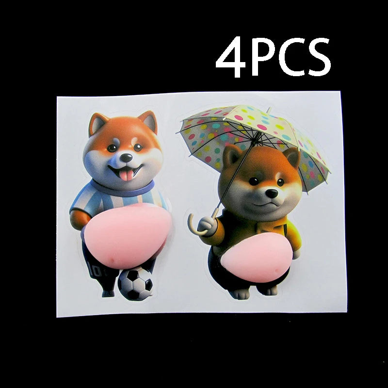 3D Shiba Inu Stickers – Cute Orange Apparel Shiba Inu Stickers, 3D Cute Chubby Shiba Inu (Design), Silicone Self-Adhesive